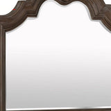 Benzara Scalloped Design Wooden Frame Mirror with Crown Top, Antique Brown BM215369 Brown Solid wood, Mirror BM215369