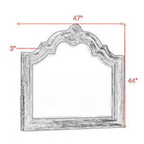 Benzara Scalloped Design Wooden Frame Mirror with Crown Top, Antique Brown BM215369 Brown Solid wood, Mirror BM215369