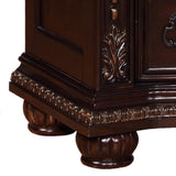 Benzara Wooden Nightstand with Three Spacious Drawers and Bun Feet, Brown BM215400 Brown Solid Wood BM215400