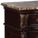 Benzara Wooden Nightstand with Three Spacious Drawers and Bun Feet, Brown BM215400 Brown Solid Wood BM215400