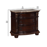 Benzara Wooden Nightstand with Three Spacious Drawers and Bun Feet, Brown BM215400 Brown Solid Wood BM215400