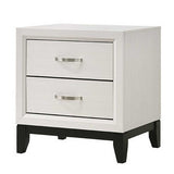 Benzara 2 Drawer Dual Tone Wooden Nightstand with Chamfered Legs, Black and White BM215412 Black and White Solid Wood BM215412