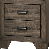 Benzara 2 Drawer Wooden Nightstand with Metal Handles and Bracket Legs, Brown BM215413 Brown Solid Wood BM215413