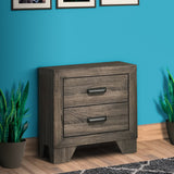 Benzara 2 Drawer Wooden Nightstand with Metal Handles and Bracket Legs, Brown BM215413 Brown Solid Wood BM215413