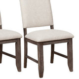 Benzara Counter Height Chair with Nailhead Trimmed Back, Set of 2, Brown and Cream BM215421 Brown and Cream Solid Wood and Fabric BM215421