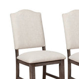 Benzara Counter Height Chair with Nailhead Trimmed Back, Set of 2, Brown and Cream BM215421 Brown and Cream Solid Wood and Fabric BM215421