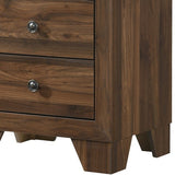 Benzara 2 Drawer Wooden Nightstand with Grain Details and Metal Knobs, Brown BM215423 Brown Solid Wood BM215423