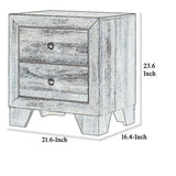 Benzara 2 Drawer Wooden Nightstand with Grain Details and Metal Knobs, Brown BM215423 Brown Solid Wood BM215423