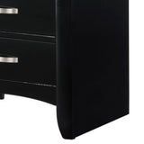 Benzara 2 Drawer Wooden Nightstand with Pull Out Tray and Knob Pulls, Black - BM215426 BM215426 Brown Solid Wood BM215426