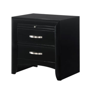 Benzara 2 Drawer Wooden Nightstand with Pull Out Tray and Knob Pulls, Black - BM215426 BM215426 Brown Solid Wood BM215426