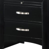 Benzara 2 Drawer Wooden Nightstand with Pull Out Tray and Knob Pulls, Black - BM215426 BM215426 Brown Solid Wood BM215426