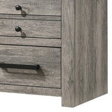 Benzara 2 Drawer Wooden Nightstand with Metal Bar and Knob Pulls, Gray BM215427 Gray Solid Wood BM215427