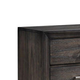 Benzara 2 Drawer Wooden Nightstand with Metal Bar and Knob Pulls, Dark Brown BM215428 Brown Solid Wood BM215428