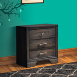 Benzara 2 Drawer Wooden Nightstand with Metal Bar and Knob Pulls, Dark Brown BM215428 Brown Solid Wood BM215428