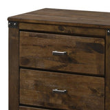 Benzara 2 Drawer Wooden Nightstand with Metal Bars and Corner Brackets, Brown BM215429 Brown Solid Wood BM215429