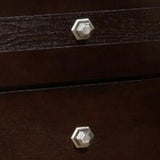 Benzara 2 Drawer Wooden Nightstand with Hexagonal Knobs and Chamfered Feet, Brown BM215430 Brown Solid Wood BM215430