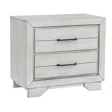 Benzara 2 Drawer Wooden Nightstand with Metal Bar Pulls and Chamfered Feet, White - BM215433 BM215433 White Solid Wood BM215433