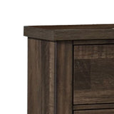 Benzara 2 Drawer Wooden Nightstand with Grain Details and Metal Handles, Brown BM215446 Brown Solid Wood BM215446