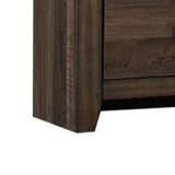 Benzara 2 Drawer Wooden Nightstand with Grain Details and Metal Handles, Brown BM215446 Brown Solid Wood BM215446