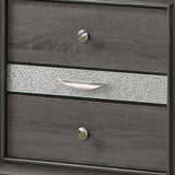 Benzara 2 Drawer Nightstand with Faux Diamond Front Pull Out Tray, Brown BM215448 Brown Solid Wood BM215448