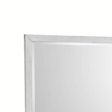 Benzara Rectangular Dresser Top Beveled Mirror with Wooden Frame, White and Silver BM215450 White and Silver Solid Wood and Mirror BM215450