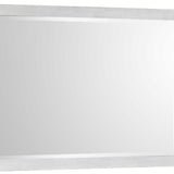 Benzara Rectangular Dresser Top Beveled Mirror with Wooden Frame, White and Silver BM215450 White and Silver Solid Wood and Mirror BM215450