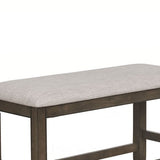 Benzara Dual Tone Counter Height Bench with Fabric Upholstered Seat, Brown and Gray BM215454 Brown and Gray Solid Wood and Fabric BM215454