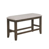 Benzara Dual Tone Counter Height Bench with Fabric Upholstered Seat, Brown and Gray BM215454 Brown and Gray Solid Wood and Fabric BM215454