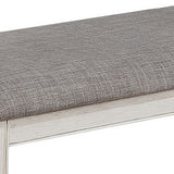 Benzara Wooden Counter Height Bench with Fabric Upholstered Seat, White and Gray BM215455 White and Gray Solid Wood and Fabric BM215455