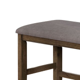 Benzara Counter Height Wooden Bench with Fabric Upholstered Seat, Brown and Gray BM215456 Brown and Gray Solid Wood and Fabric BM215456