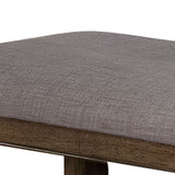 Benzara Counter Height Wooden Bench with Fabric Upholstered Seat, Brown and Gray BM215456 Brown and Gray Solid Wood and Fabric BM215456