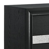 Benzara 2 Drawer Nightstand with Faux Diamond Front Pull Out Tray, Black BM215463 Black Solid Wood BM215463