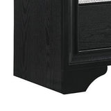 Benzara 2 Drawer Nightstand with Faux Diamond Front Pull Out Tray, Black BM215463 Black Solid Wood BM215463