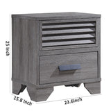 Benzara 2 Drawer Wooden Nightstand with Shutter Design and Bracket Legs, Gray BM215464 Gray Solid Wood BM215464