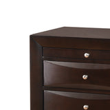 Benzara Wooden Nightstand with Two Drawers and Pull Out Tray, Walnut Brown BM215465 Brown Solid Wood BM215465