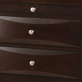 Benzara Wooden Nightstand with Two Drawers and Pull Out Tray, Walnut Brown BM215465 Brown Solid Wood BM215465