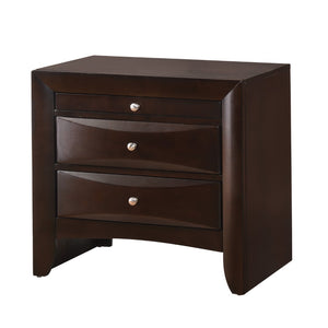 Benzara Wooden Nightstand with Two Drawers and Pull Out Tray, Walnut Brown BM215465 Brown Solid Wood BM215465