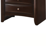 Benzara Wooden Nightstand with Two Drawers and Pull Out Tray, Walnut Brown BM215465 Brown Solid Wood BM215465