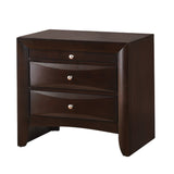 Wooden Nightstand with Two Drawers and Pull Out Tray, Walnut Brown