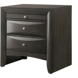 Benzara Wooden Nightstand with Two Drawers and Pull Out Tray, Brown BM215466 Brown Solid Wood BM215466