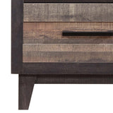 Benzara Two Drawer Wooden Nightstand with Plank Style Fronts and Bar Handles, Brown - BM215469 BM215469 Brown Solid Wood BM215469