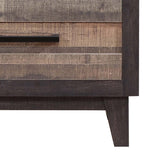 Benzara Two Drawer Wooden Nightstand with Plank Style Fronts and Bar Handles, Brown - BM215469 BM215469 Brown Solid Wood BM215469