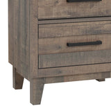 Benzara 2 Drawer Wooden Nightstand with Plank Style Fronts and Bar Handles, Brown - BM215470 BM215470 Brown Solid Wood BM215470