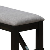 Benzara Dual Tone Fabric Upholstered Bench with Block Legs, Black and Light Gray BM215473 Black and Gray Solid Wood and Fabric BM215473