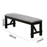 Benzara Dual Tone Fabric Upholstered Bench with Block Legs, Black and Light Gray BM215473 Black and Gray Solid Wood and Fabric BM215473