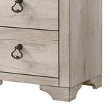 Benzara 2 Drawer Wooden Nightstand with Metal Handles, Antique White and Brown BM215476 White and Brown Solid Wood BM215476