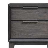 Benzara 2 Drawer Wooden Nightstand with Metal handles and Chamfered Legs, Gray BM215477 Gray Solid Wood BM215477