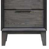 Benzara 2 Drawer Wooden Nightstand with Metal handles and Chamfered Legs, Gray BM215477 Gray Solid Wood BM215477