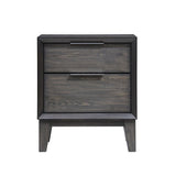 Benzara 2 Drawer Wooden Nightstand with Metal handles and Chamfered Legs, Gray BM215477 Gray Solid Wood BM215477