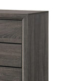 Benzara 5 Drawer Transitional Chest with Chamfered Feet and Curved Handles, Gray BM215483 Gray Solid wood, Veneer BM215483